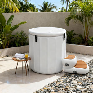 Plateforme <span class=keywords><strong>gonflable</strong></span> PVC à 2 niveaux détachable pour bain froid, baril de bain de glace avec marches, surface antidérapante pour la sécurité de la <span class=keywords><strong>piscine</strong></span> - Product Image 1