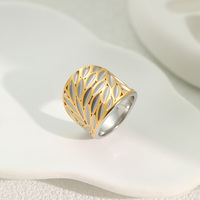NIMAI PVD Gold Silber Edelstahl Offener Ring Wasserdichter Breiter Verstellbarer Stapelbarer Ring Großhandel Maßgefertigter Schmuck