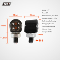 Luz Intermitente LED para Motocicleta TDH HF101606, Delantera/Trasera, Amarilla, Mini, Carcasa de Aleación de Zinc Plateada, Lámpara Intermitente con Certificación E-mark, 1 Año de Garantía