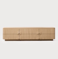 Meuble TV moderne en bois massif chêne blanc pour salon, minimaliste, fait main, écologique, style mid-century, durable, avec rangement