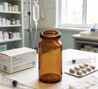 Petit tube à essai en verre brun de 8 ml, forme cylindrique avec bouchon en liège