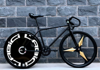 Vélo de route à pignon fixe en acier à haute teneur en carbone, roues intégrées à trois rayons de 26 pouces, pneus gonflables solides, pour adulte, course urbaine, frein à disque