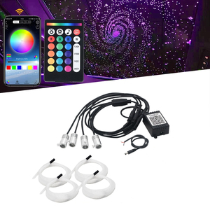 Luz Ambiental Interior para Auto 4 en 1 de 12V, Control Remoto por Aplicación, Luz Ambiental de Fibra Óptica de Colores con Efecto de Cielo Estrellado - Product Image 1