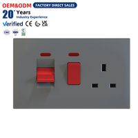 Interrupteur DP OEM 45A, prise 13A avec indicateur néon, combinaison prise murale électrique grise double et interrupteurs