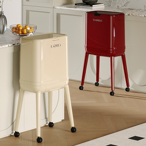 Sadrsa Tall Trash Can Rectangular With Lid And Wheels For Kitchen Living Room Indoor Use Large Size - Product Image 1