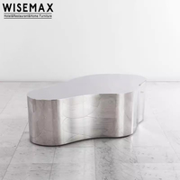 WISEMAX FURNITURE Table centrale industrielle au design unique base en acier inoxydable table basse irrégulière en métal pour le salon