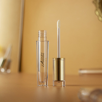 Tube à gloss à lèvres vide de luxe personnalisé, mini gloss à lèvres, contenants avec bouchon doré et tube transparent en PETG