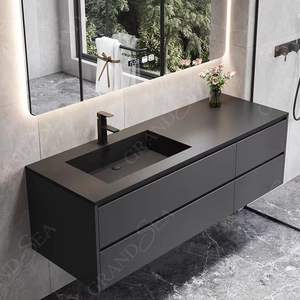 Custom Luxury Quartz Counter Top Set <strong>Ready</strong> <strong>Made</strong> Mirror Small Wood Wall Mounted Modern Sink <strong>Bathroom</strong> Cabinet Vanity - Product Image 5