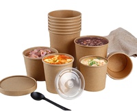 Gobelet en papier, Boîte à nouilles à emporter en kraft avec poignée, Contenants pour restauration rapide, Bols à déjeuner en papier, Barquettes à soupe couvertes