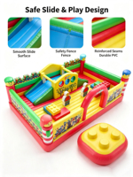 Parc de jeux gonflable commercial en PVC de 0,55 mm, Fun City, aire de jeux gonflable multi-activités pour divertissement en plein air
