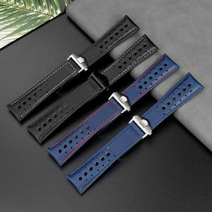 Correa de Reloj de Lujo de 22 mm en Piel de Becerro Genuina Azul y Blanca Estilo Rally Vintage, Banda de Repuesto Ajustable para <span class=keywords><strong>Relojes</strong></span> de Pulsera <span class=keywords><strong>Heuer</strong></span> - Product Image 2