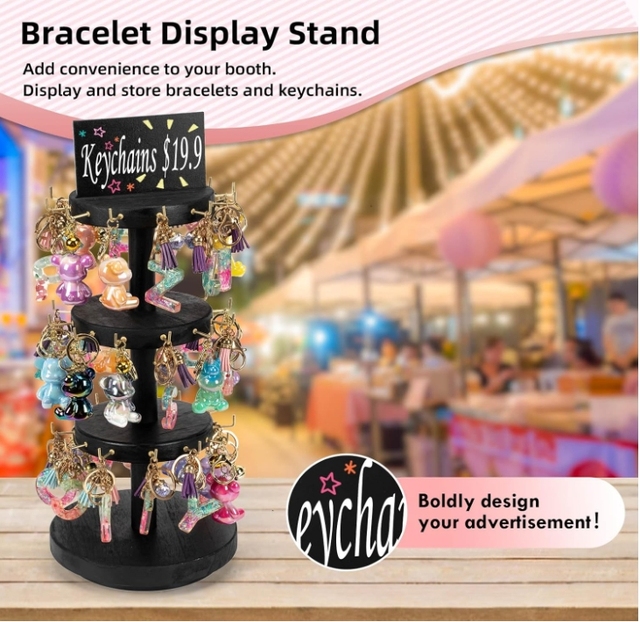 3-Tier Rotating Wood Bracelet Holder for Neat Storage and Display of Handmade and Designer Jewelry