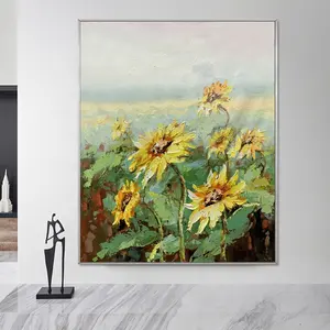 Handgemalte moderne dicke Textur Sonnenblumen gemälde Wand kunst Rahmen Bild malt abstrakte Malerei