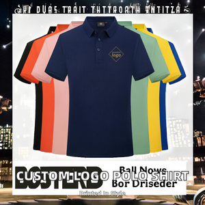 Chemise décontractée pour homme en piqué de coton, brodée avec logo personnalisé, anti-plis, de haute qualité, à manches courtes, avec poche, uniforme - Product Image 2