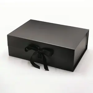 Scatola regalo scatola nera magnetica con logo personalizzato