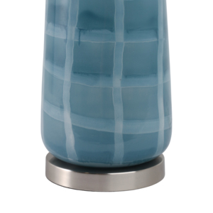 Lampada da Tavolo in Vetro Smerigliato con Base in Ceramica Blu e Paralume Bianco, Luce Decorativa per Soggiorno, Camera da Letto, Comodino - Product Image 5