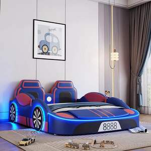 Letto per Bambini a Forma di Auto da Corsa Design Multifunzionale con Vano Portaoggetti e Sponde di Sicurezza Salvaspazio Letto Singolo per le <span class=keywords><strong>Camerette</strong></span> dei Ragazzi - Product Image 3