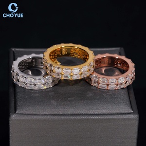 Bague Éternité en Argent Sterling 925 Moissanite Taille Émeraude, Entièrement Pavée de Diamants Baguette, Bijoux Fins pour Femme – Prix Usine - Product Image 4
