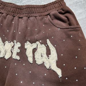 Wholesale Vintage Heavyweight <b>Short</b> Pants Embroidered Rhinestone <b>Shorts</b> Manufacturer Cotton Acid Wash <b>Baggy</b> <b>Men's</b> Sports <b>Shorts</b> - Product Image 4