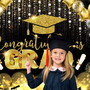 Bannière personnalisée de félicitations 7x5 pieds pour la décoration de fête de remise de diplôme, papier en stock pour les événements de remise de diplôme du Nouvel An, célébration en Chine - Product Image 1