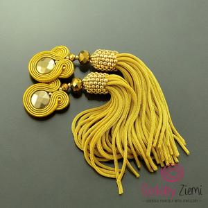 Pendientes de borla con gemas doradas Hechos a Mano Happiness - Product Image 1