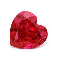 Cadermay Wunderschöner Herzförmiger Labor-Gezüchteter Diamant Roter Rubin 4*4mm~15*15mm Mit Naturgetreuen Einschlüssen für Schmuckherstellung