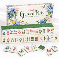 Tuiles de Mahjong Américain de Luxe à Dos Vert Floral pour Fêtes de Jardin, Jeu de Société pour Famille et Club, Cadeau, Vente en Gros, OEM, ODM