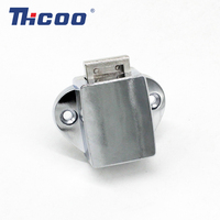 Loquet de tiroir à bouton-poussoir anti-vibration argenté de 20 mm pour meubles de camping-car, caravane, bateau – Sans perçage, résistant à la corrosion