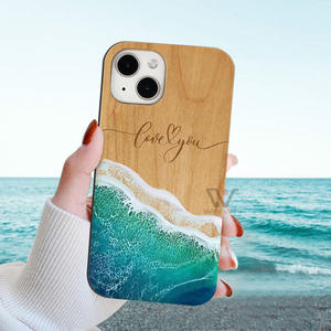 Coque arrière en cuir PU grain de bois naturel Coque de téléphone en bois TPU Housse pour iPhone 15 Pro Max Housse de téléphone pour <span class=keywords><strong>Samsung</strong></span> - Product Image 2
