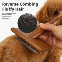 Kit de toilettage manuel pour animaux de compagnie 8-en-1 en bambou avec étui de transport, adapté aux chiens et aux chats, produits de toilettage pour animaux de compagnie