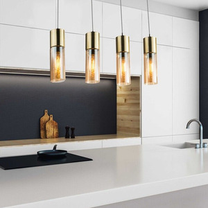 Lámpara colgante dorada de 4 luces, diseño elegante, ideal para decorar e iluminar espacios en hogares y oficinas. - Product Image 1