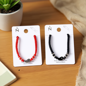 Acero Stainless Steel Beaded <b>Bracelet</b> <b>Red</b> Black Unisex Gift 12pcs Ref45346 - Product Image 3