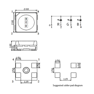 Ltlight <span class=keywords><strong>2121</strong></span> Màu Đỏ màu xanh lá cây màu xanh chung Anode LED Chip sương mù ba màu tùy chỉnh <span class=keywords><strong>SMD</strong></span> LED phát ra đầy đủ màu sắc dẫn con chip - Product Image 2