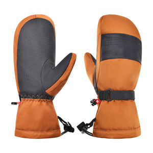 Child <b>Ski</b> Gloves Brown Waterproof Non Slip Thermal Adjustable Wrist Strap Outdoor Winter Sports Gloves - Product Image 1