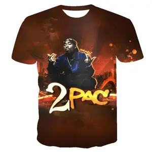 免费送货流行3D服装全印嘻哈2PAC t恤