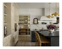 Armoire de rangement de cuisine intelligente en chêne blanc de style européen, armoire de cuisine modulaire avec îlot
