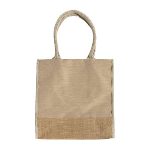Sac fourre-tout en jute de style quotidien, texture douce, grand intérieur, fermeture éclair, taille de la poignée personnalisable pour les essentiels quotidiens et les courses - Product Image 1