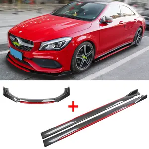 DTOUCH Car Side Skirts Universal 2.2M Two-Color Carbon Fiber + Red Side Skirt Kit Carbon Fiber + Red Universal Front Bumper Lip