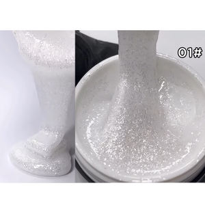 เจลต่อเล็บ OEM HEMA & TPO FREE สโนว์โลตัส เจลกลิตเตอร์สีขาว  เจลต่อเล็บกลิตเตอร์เอเดลไวส์ 15 กรัม รับผลิตแบรนด์ส่วนตัว - Product Image 1
