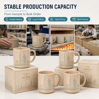 Mug souvenir anti-fuite en porcelaine fine de Dubaï, Émirats arabes unis, Burj Khalifa, avec cuillère, motif skyline, compatible micro-ondes et lave-vaisselle, thème monument