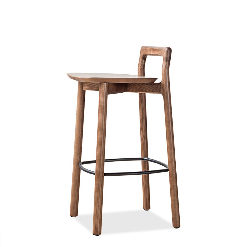 Wholesale Modern Luxury Wooden Bar stool Solid Wood And Steel Bar Chairs With Backrest