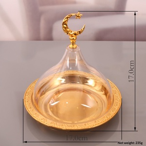 Vassoio Porta Dim Sum in Ferro Battuto con Stelle e Luna Elettroplaccate, Coperchio in Acrilico Trasparente, Fornitura Diretta dalla Fabbrica Rui Ya - Product Image 1