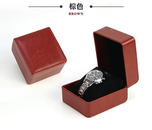 Venta al por mayor de fábrica, caja de reloj de cuero PU con tapa abatible, caja de embalaje de almacenamiento de joyas - Product Image 3