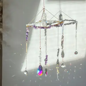 Ametist Suncatchers kristal prizma pencere dekor temizle kuvars noktası rüzgar zil güneş Catcher asılı süs hatıra düğün için