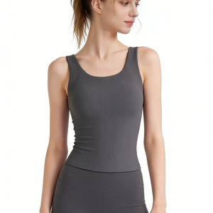 Top Deportivo Acanalado para Mujer con Sujetador Incorporado - Top Corto de Yoga con Espalda Descubierta Personalizable con Tu Logotipo a la Moda - Product Image 1