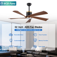 Ventilateur de plafond moderne de 52 pouces en finition noir et or, doté de 6 vitesses, d'un moteur économe en énergie et d'un éclairage LED intégré pour salon