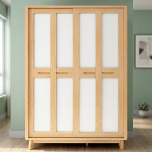 Modern Wooden Wardrobe With Flat Panel <b>Sliding</b> <b>Doors</b> Freestanding Bedroom Storage <b>Cabinet</b> Modern Design - Product Image 3