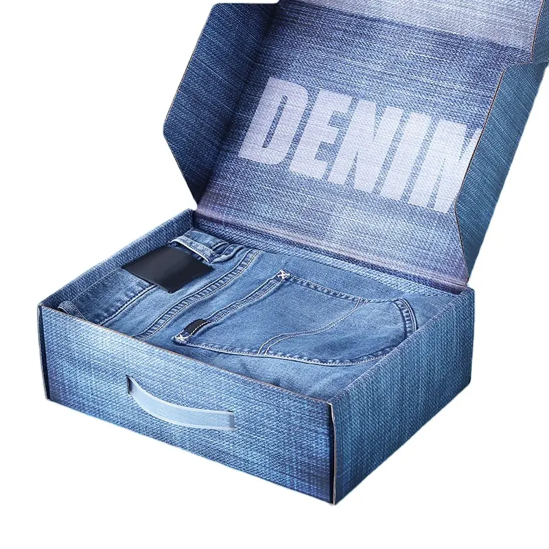 Denim Lange Shorts Jas Verpakking Canvas Schoenen Lederen Schoenen Draagbare Vliegtuig Box Gegolfd Papier Mailer Doos