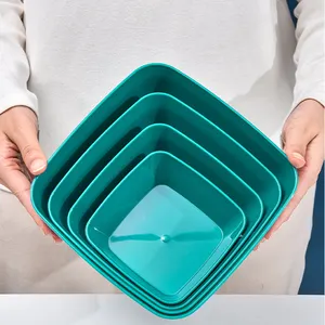 Niseven Food-Grade Plastic Square Fruit Salad Bowl Kitchen Snack Candy Nuts Salad Plate Bowl Dish Basket Outdoor Picnic Bowls