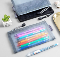 Trousse à crayons en maille minimaliste-Organisateur d'examen transparent de grande capacité, sac de papeterie scolaire portable pour étudiants